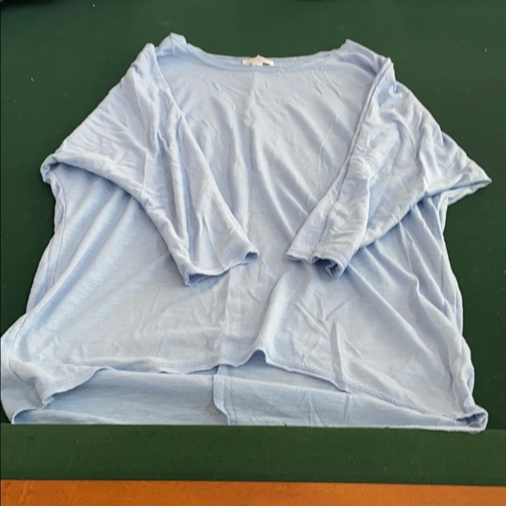 3/4 length high low blue t-shirt